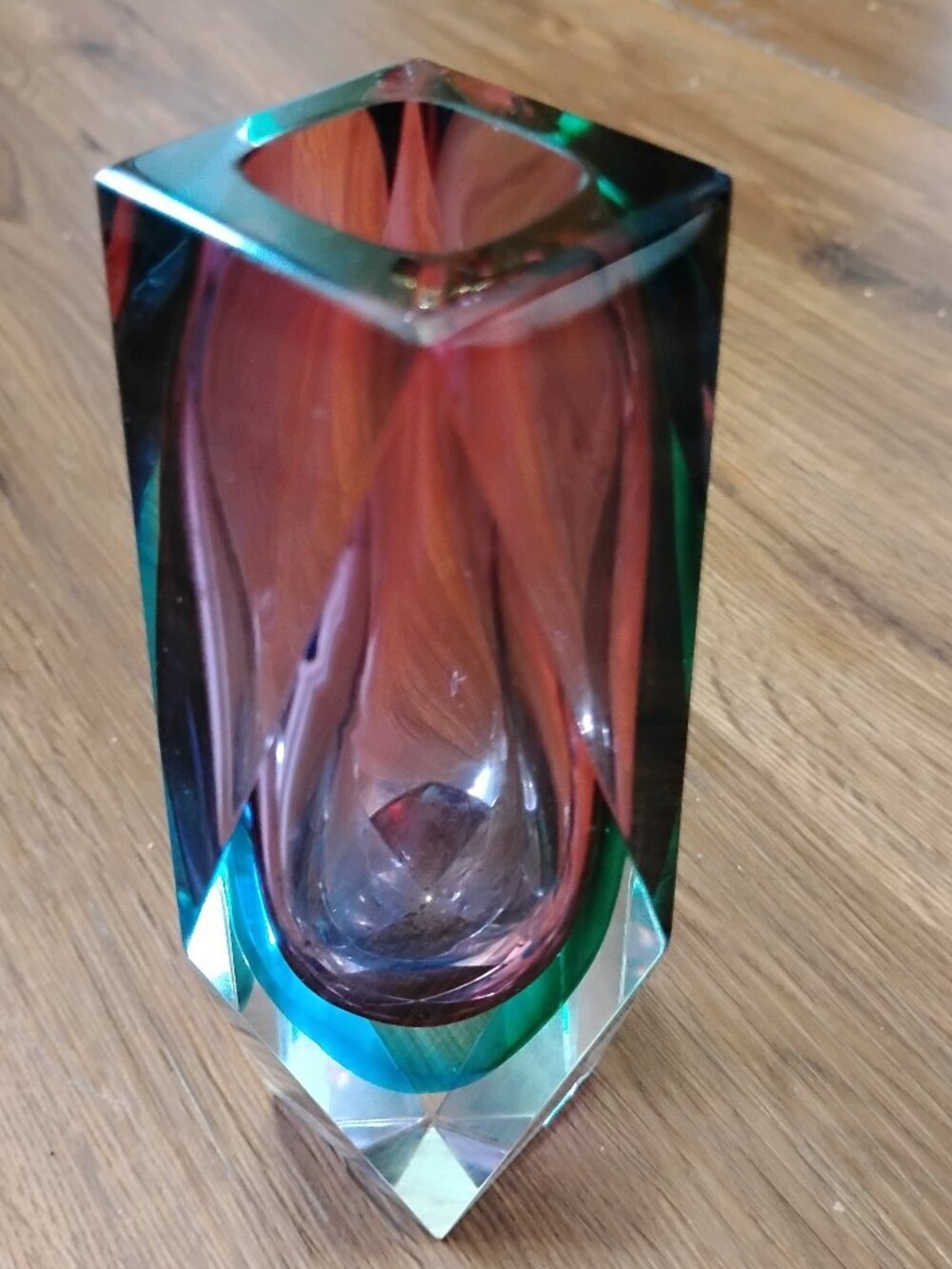 Vintage 60s Murano Sommerso Glass Bud Vase